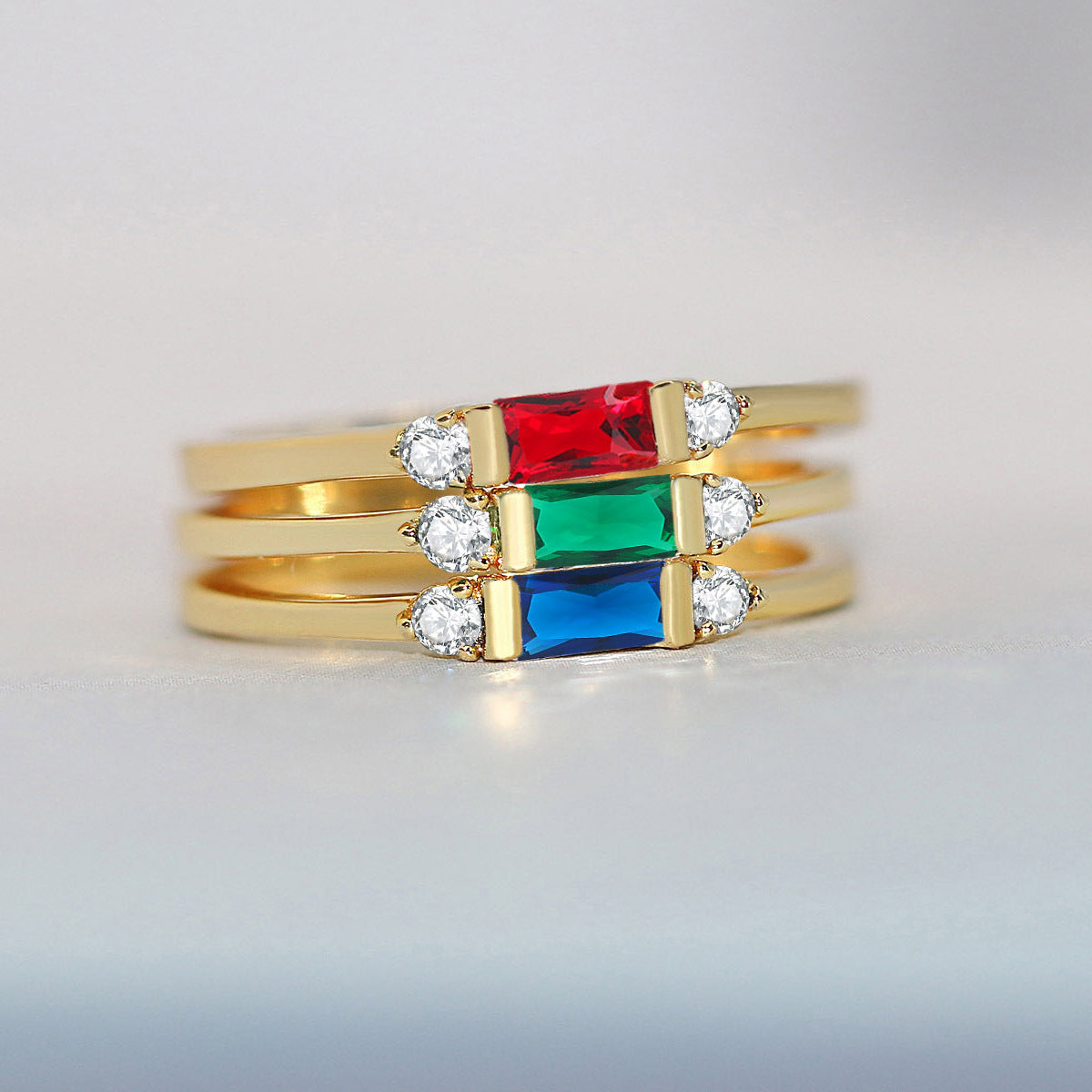 Geometric Zircon Plated Engagement Ring