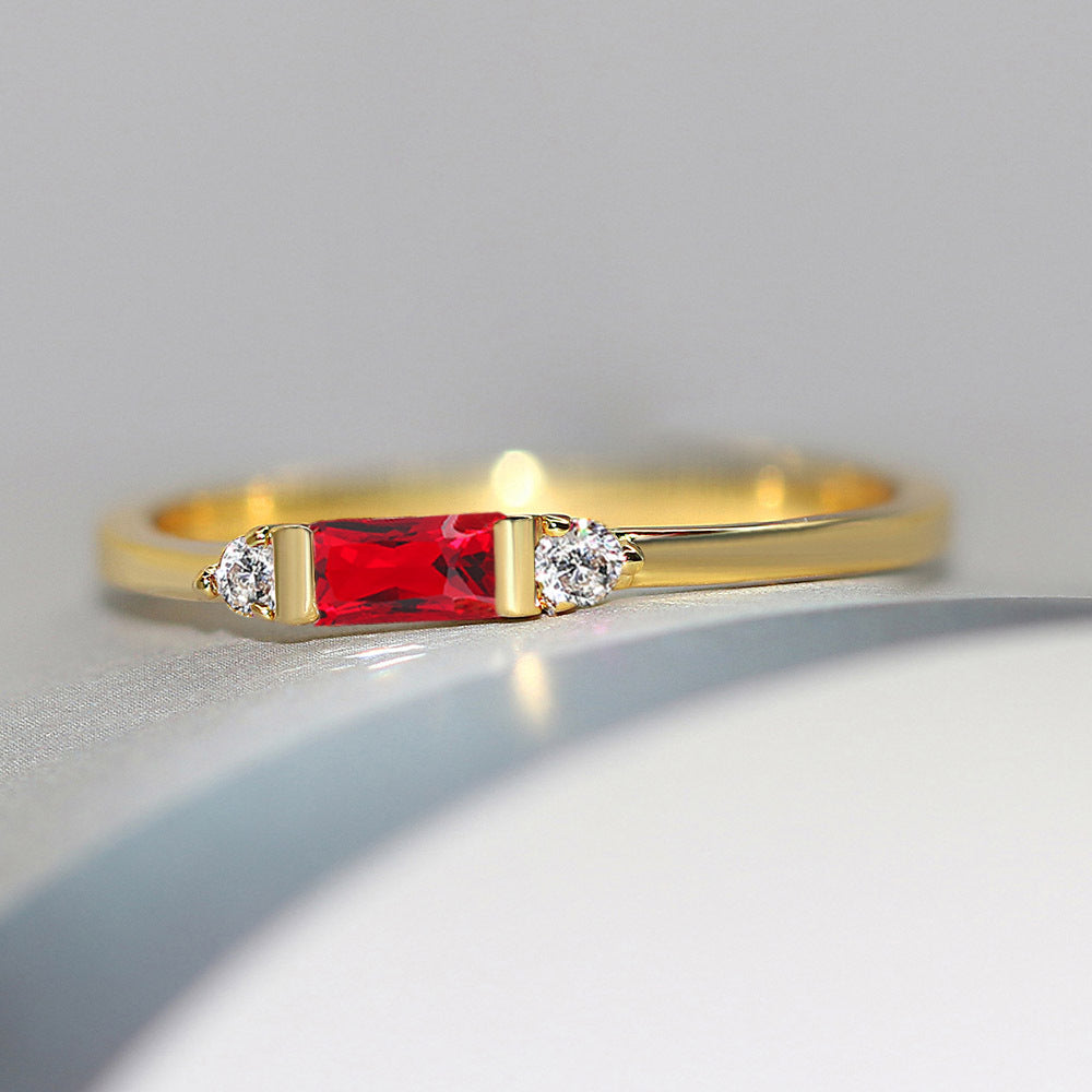 Geometric Zircon Plated Engagement Ring