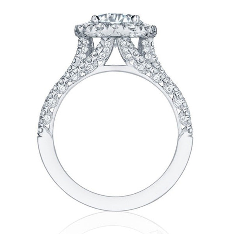 Geometric Zircon Silver Alloy Ring