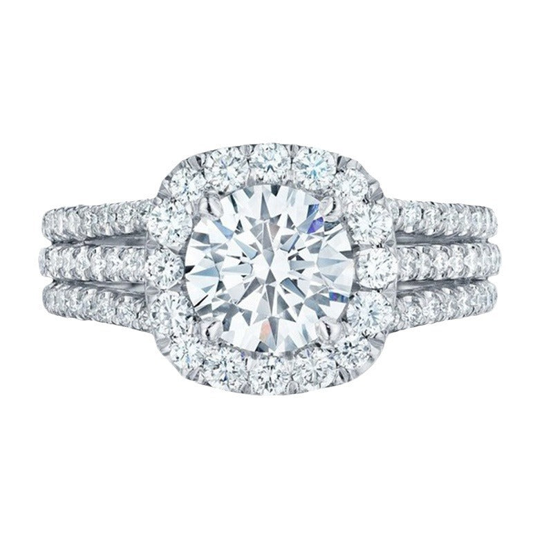 Geometric Zircon Silver Alloy Ring