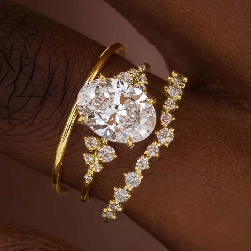 Geometric Zircon Stackable Ring Set