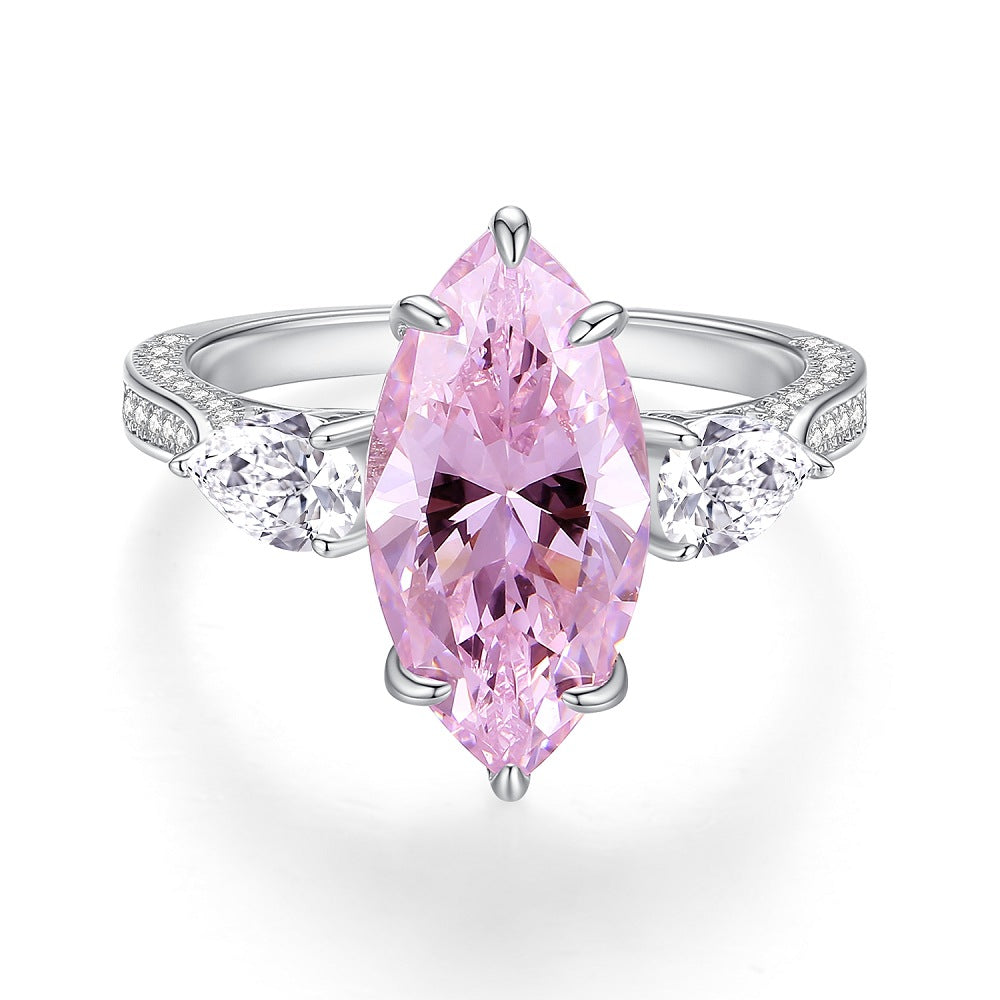 Geometric Zircon Sterling Silver Ring