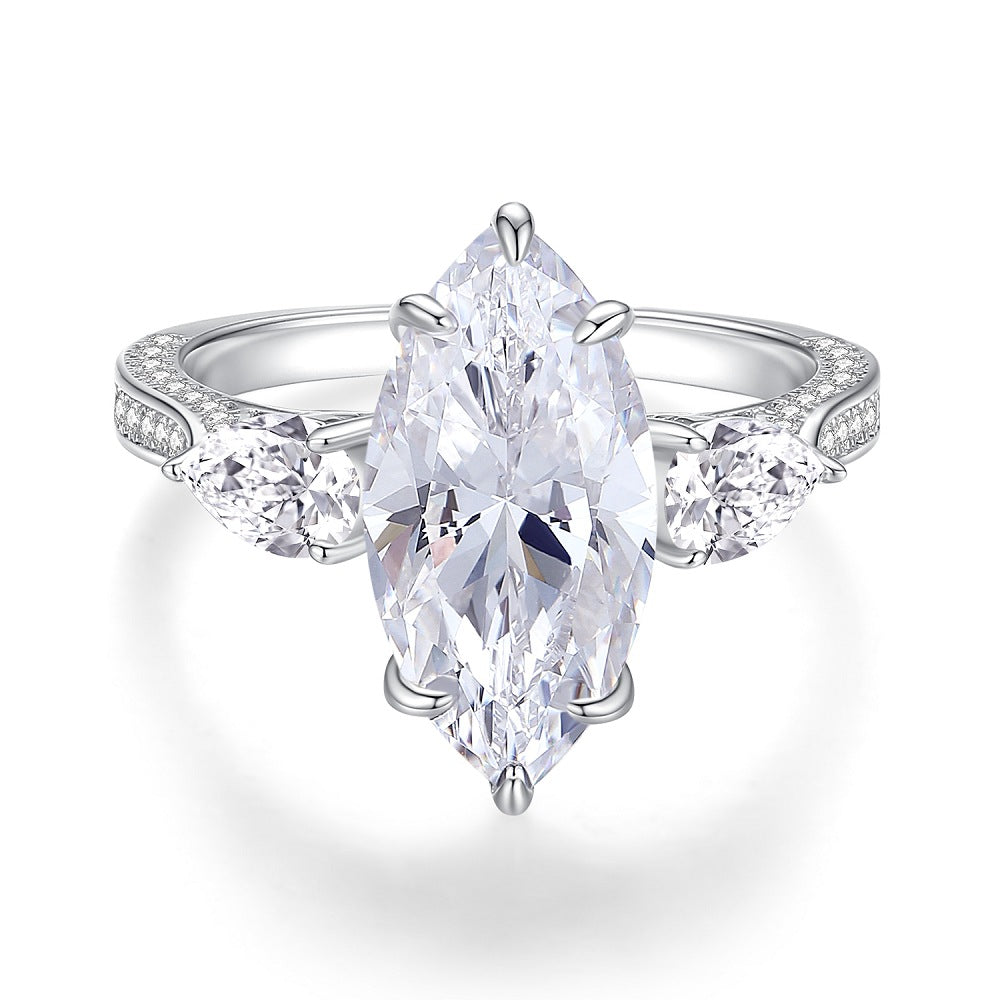 Geometric Zircon Sterling Silver Ring