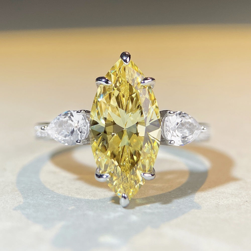 Geometric Zircon Sterling Silver Ring