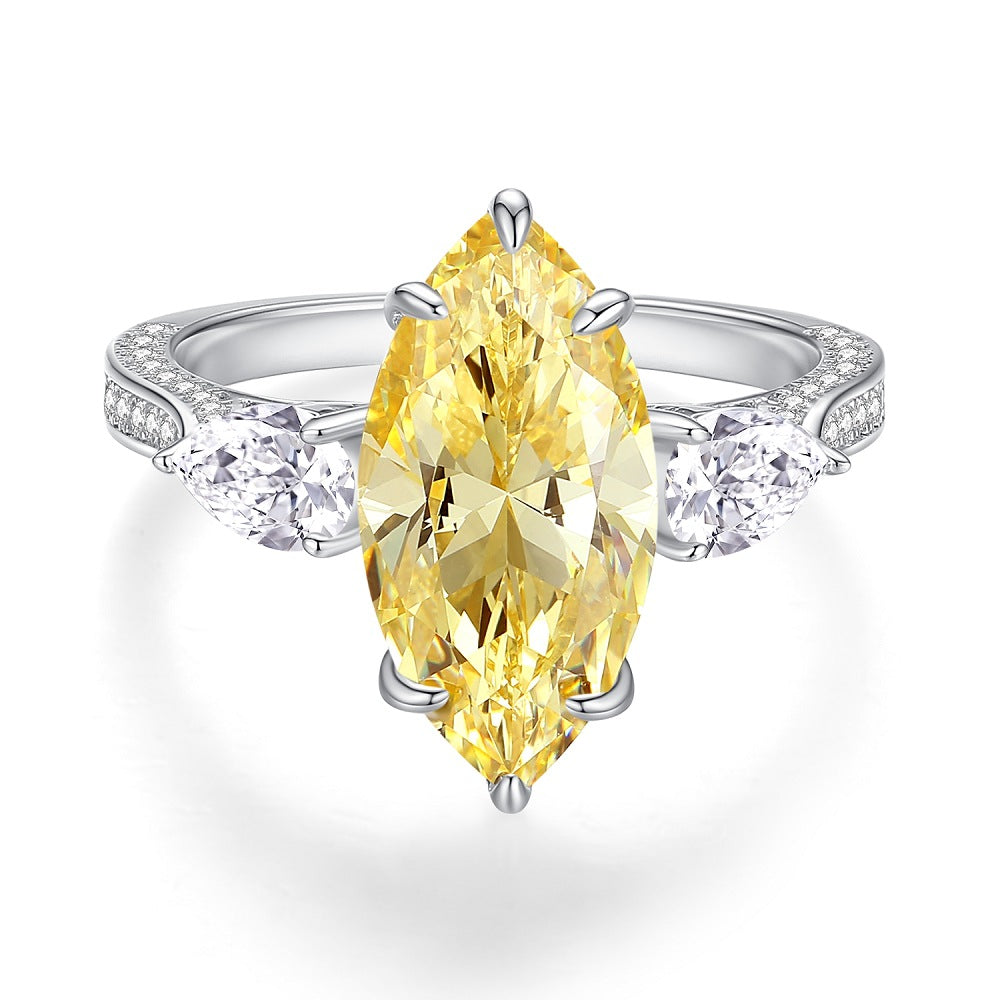 Geometric Zircon Sterling Silver Ring