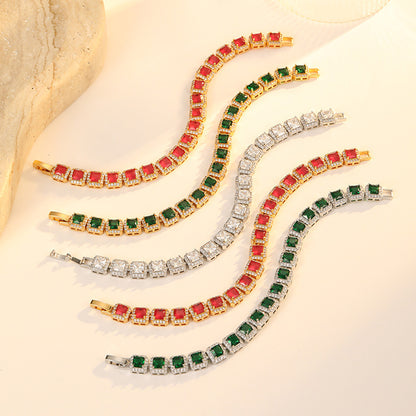 Geometric Zircon Sugar Cube Bracelet