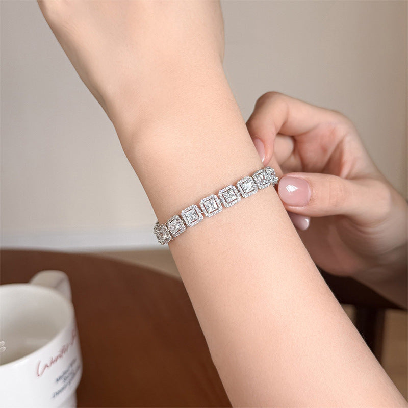 Geometric Zircon Sugar Cube Bracelet