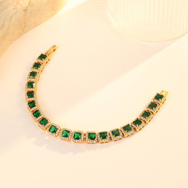 Geometric Zircon Sugar Cube Bracelet