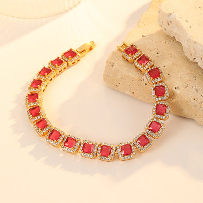 Geometric Zircon Sugar Cube Bracelet