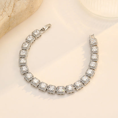 Geometric Zircon Sugar Cube Bracelet