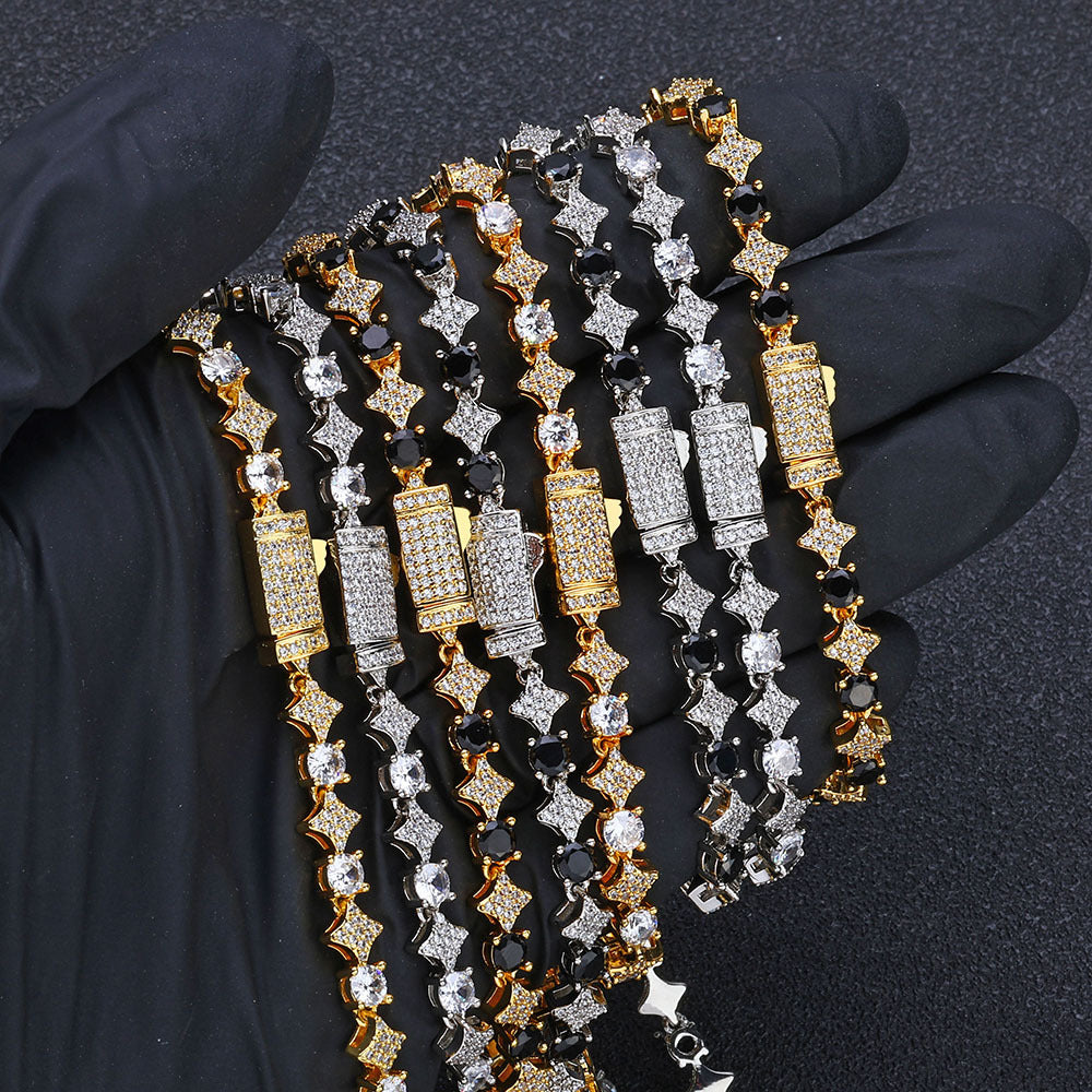 Geometric Zircon Tennis Chain Bracelet