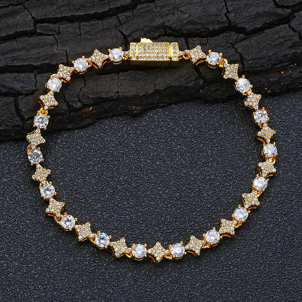 Geometric Zircon Tennis Chain Bracelet