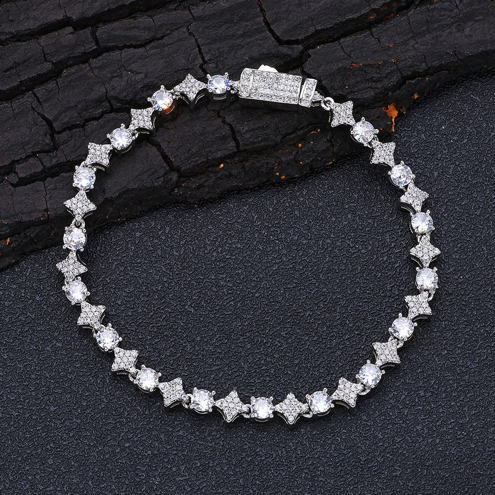 Geometric Zircon Tennis Chain Bracelet