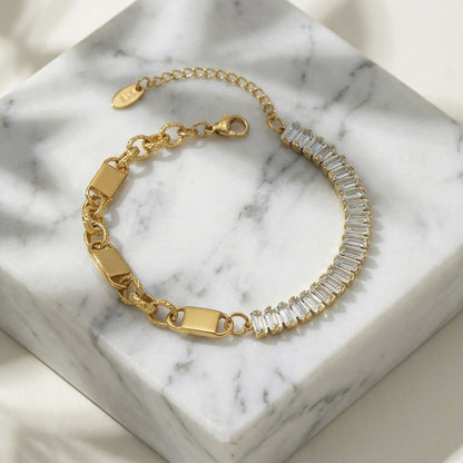 Geometric Zirconia Link Bracelet