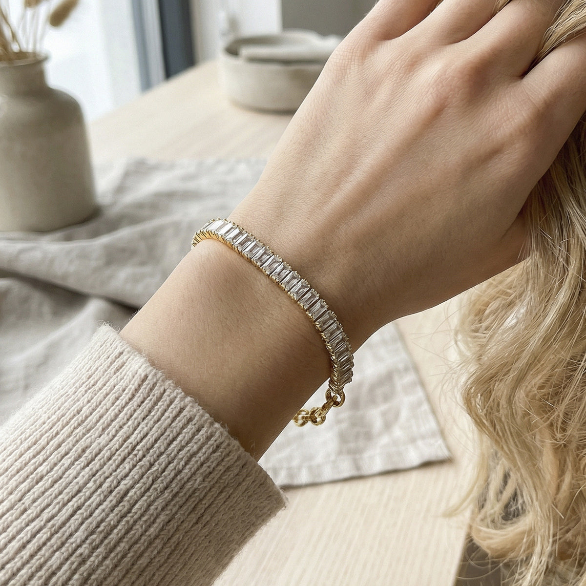 Geometric Zirconia Link Bracelet
