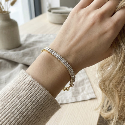 Geometric Zirconia Link Bracelet