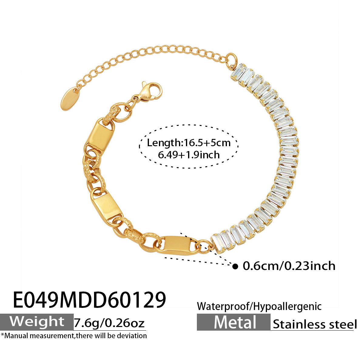 Geometric Zirconia Link Bracelet