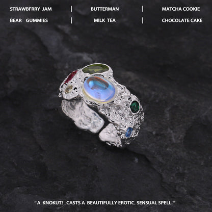 Geometric Zirconium Texture Adjustable Ring