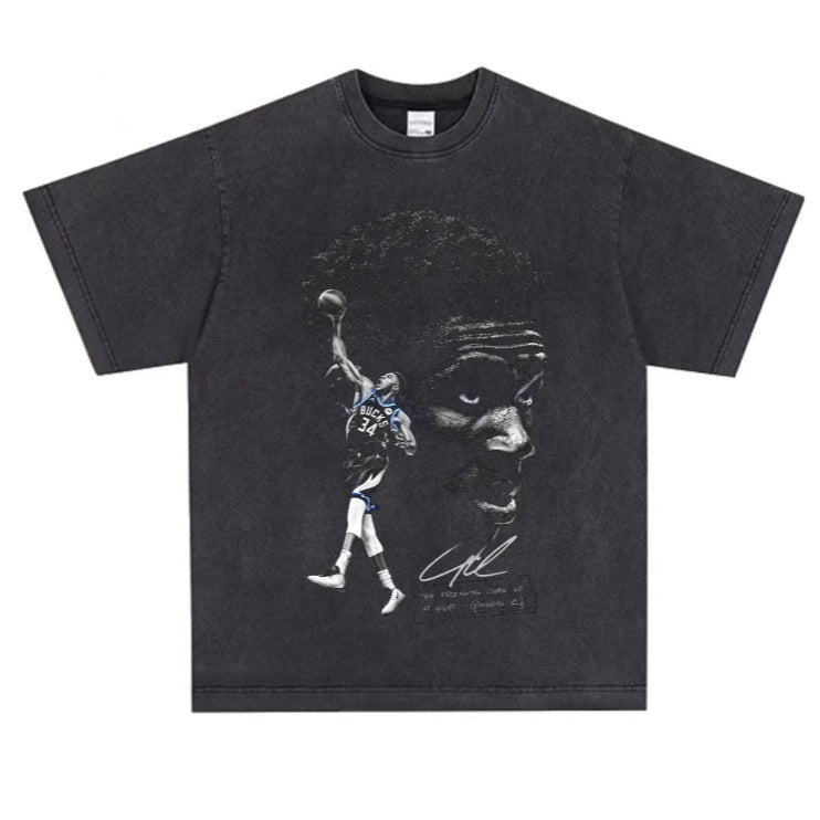 Giannis Antetokounmpo Basketball Print Cotton T-Shirt