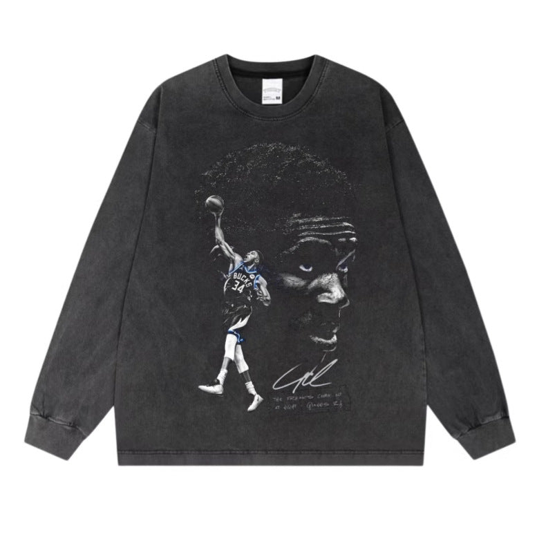 Giannis Antetokounmpo Basketball Print Cotton T-Shirt