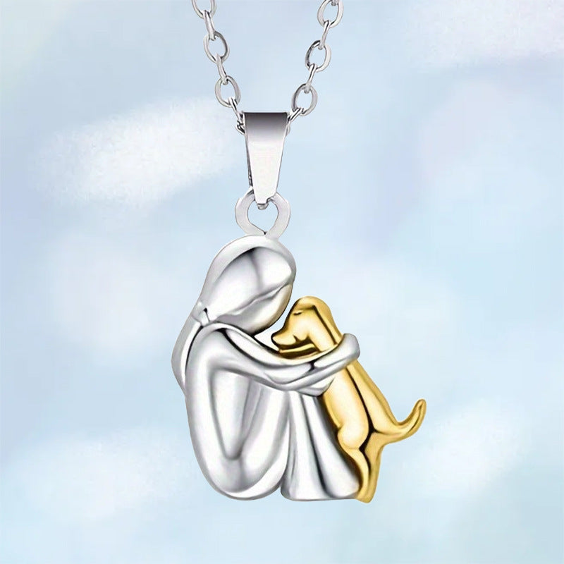 Girl Puppy Hug Pendant