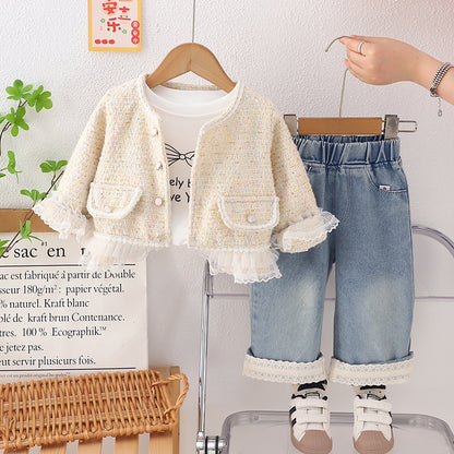 Girls Autumn Cardigan Three-Piece