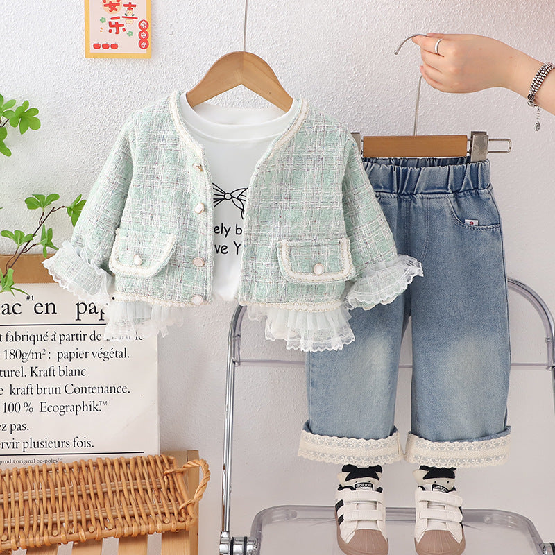 Girls Autumn Cardigan Three-Piece