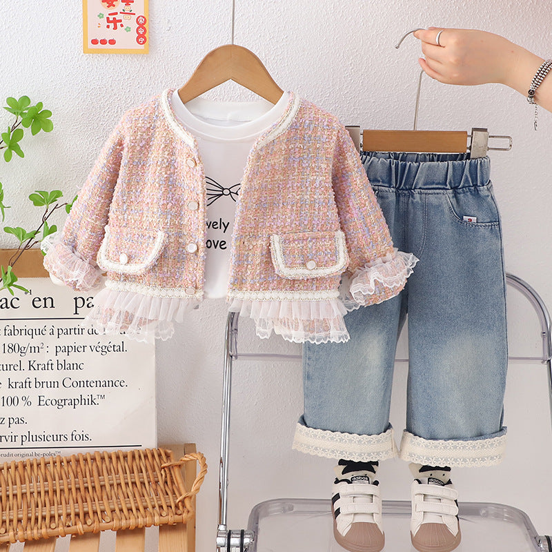 Girls Autumn Cardigan Three-Piece