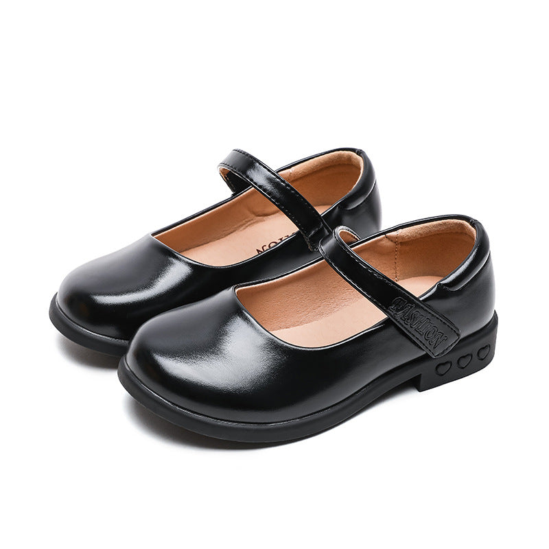 Girls Bow Flat Shoes Leather Sole