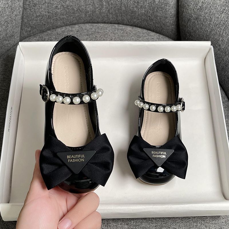 Girls Bow Pearl Flats