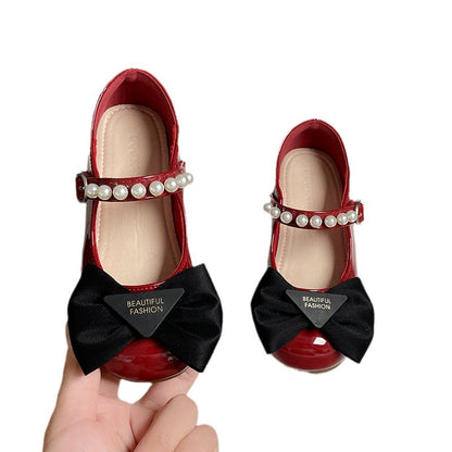 Girls Bow Pearl Flats