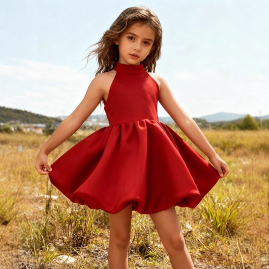 Girls Bow Princess Sleeveless Dress