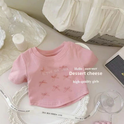 Girls Bow Print Short Sleeve Set