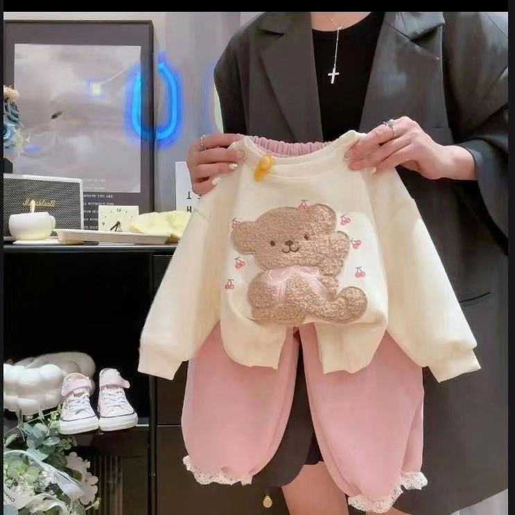 Girls Cartoon Bear Two-Piece