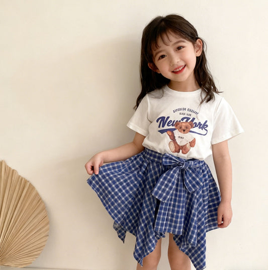 Girls Cartoon Print T-Shirt and Skirt Set