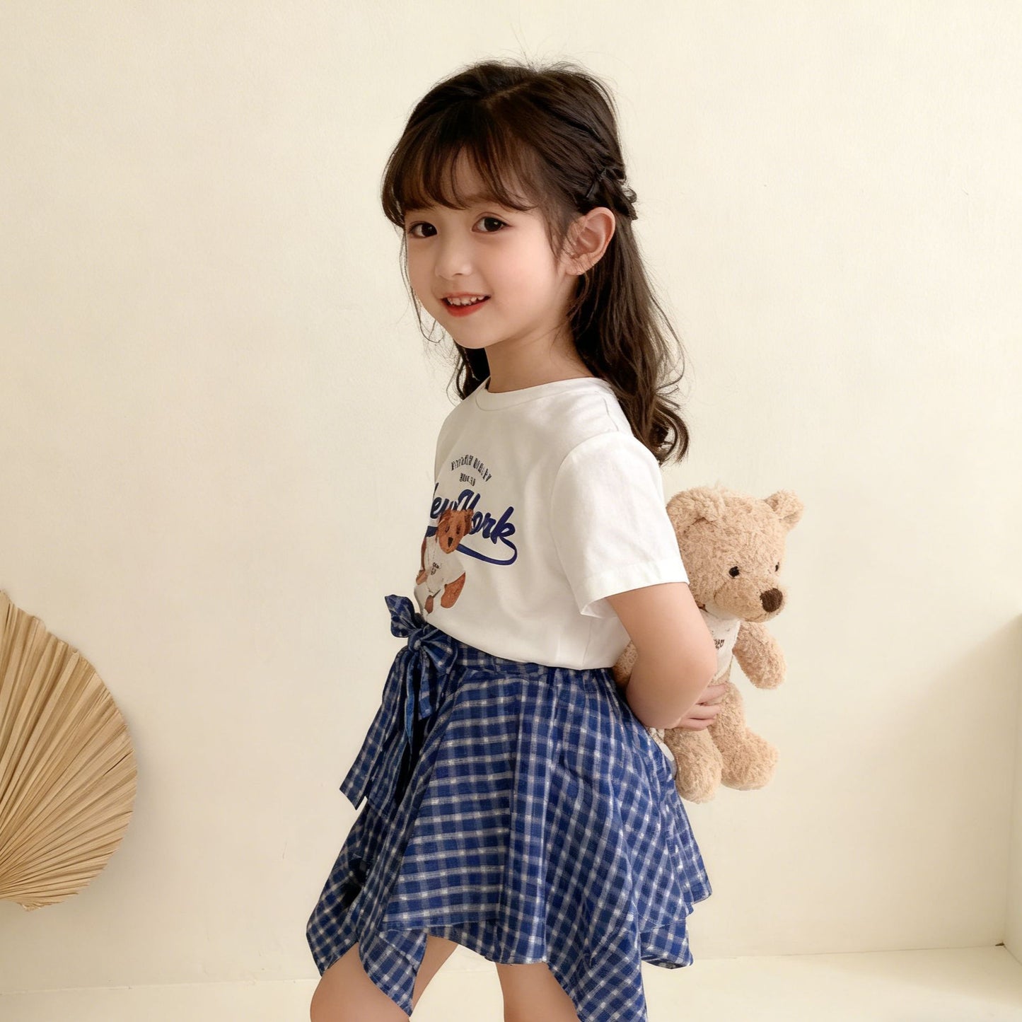 Girls Cartoon Print T-Shirt and Skirt Set