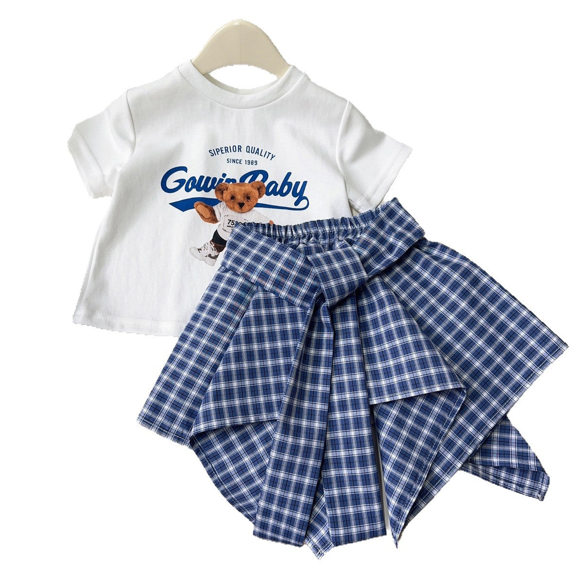 Girls Cartoon Print T-Shirt and Skirt Set