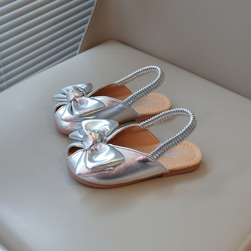Girls Closed-Toe Elastic Band Slippers