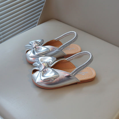 Girls Closed-Toe Elastic Band Slippers