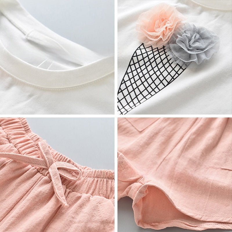 Girls Cotton T-shirt and Shorts Set