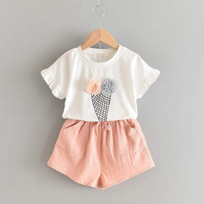 Girls Cotton T-shirt and Shorts Set
