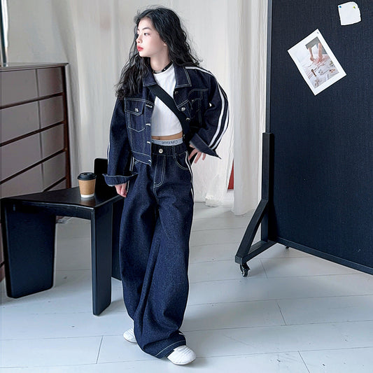 Girls Denim Two-Piece Set