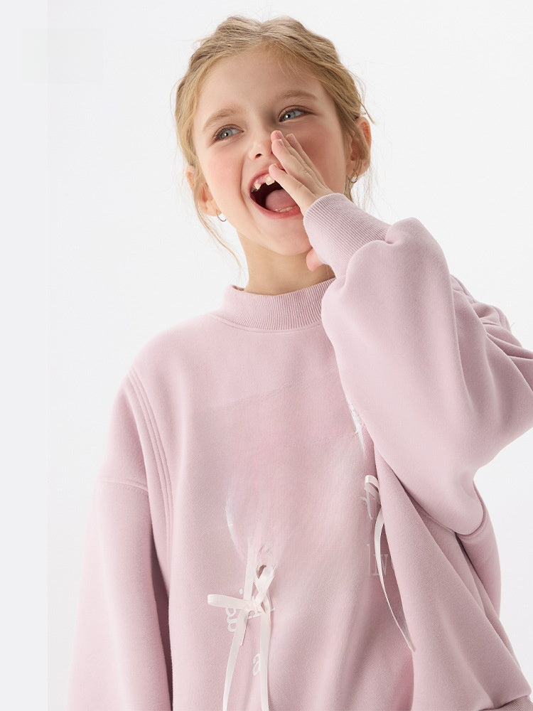 Girls' fleece-lined and thickened sweatshirt