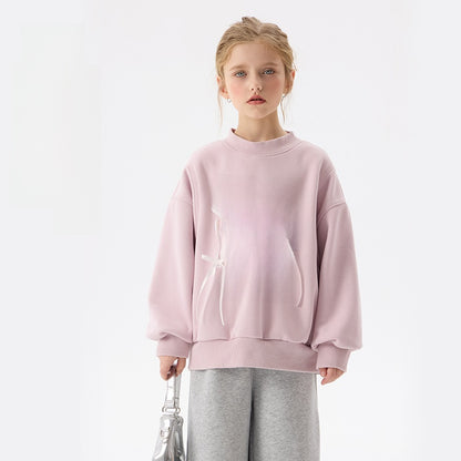 Girls' fleece-lined and thickened sweatshirt