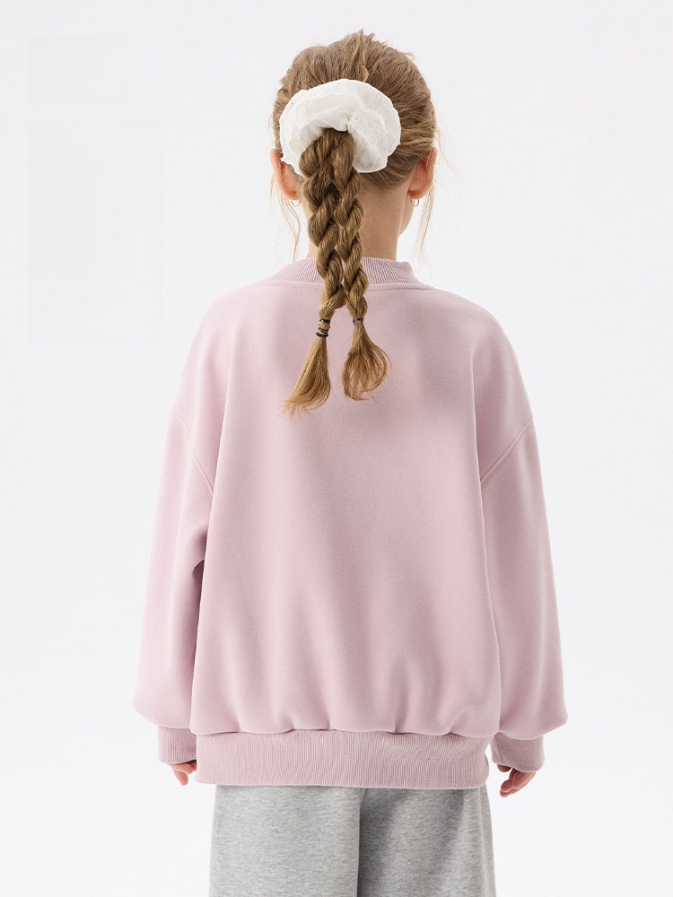 Girls' fleece-lined and thickened sweatshirt