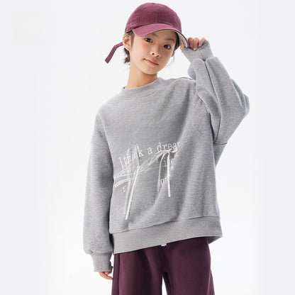 Girls' fleece-lined and thickened sweatshirt