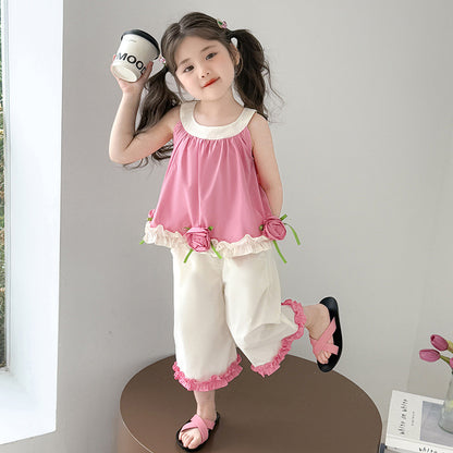 Girls Floral Halter Top and Flared Pants