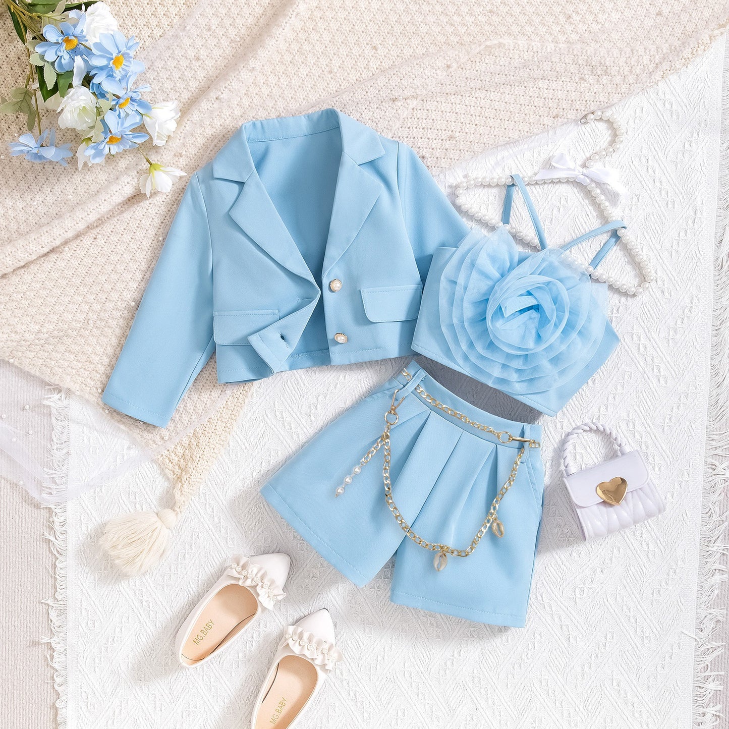 Girls Floral Mesh Two-Piece Set