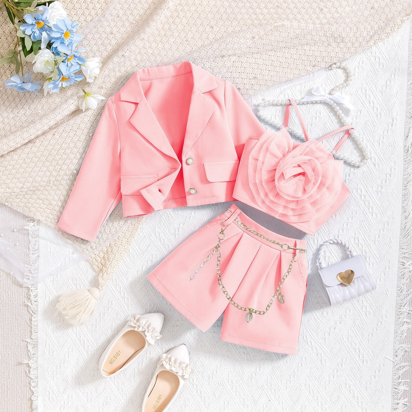 Girls Floral Mesh Two-Piece Set