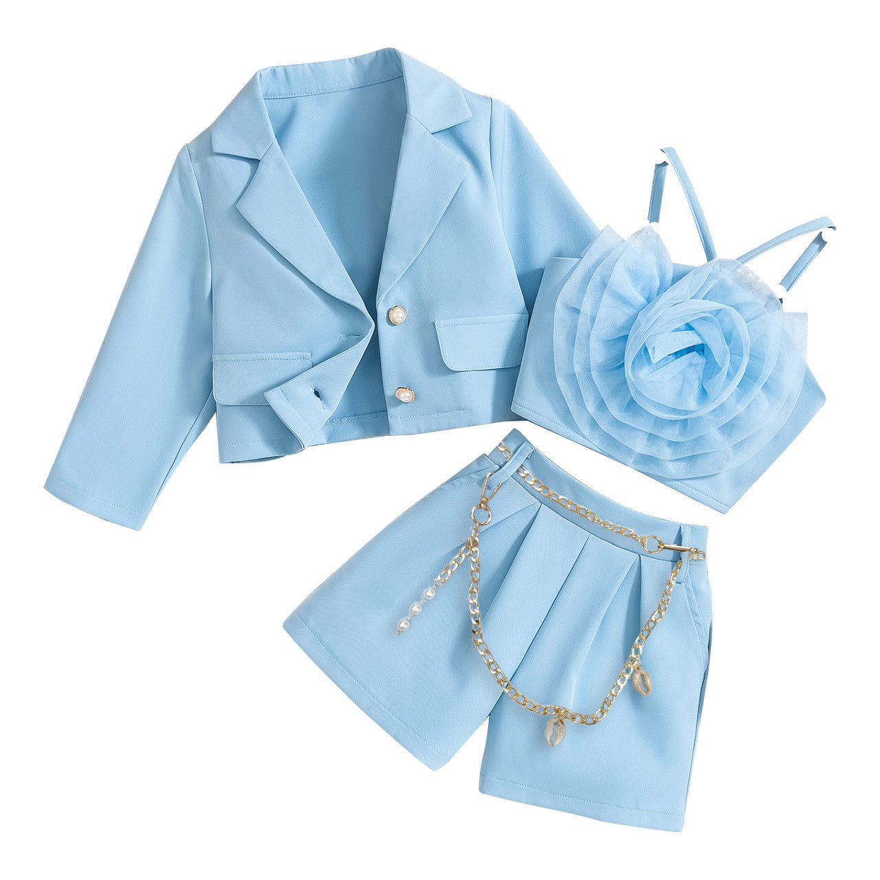 Girls Floral Mesh Two-Piece Set